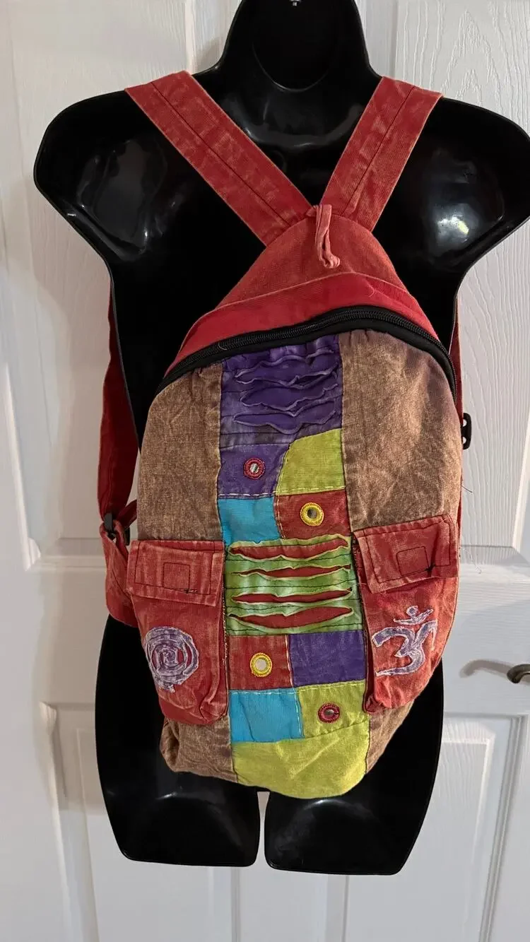 Colorful Handmade Patchwork Boho Backpack 🎨